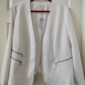 Chico’s White Blazer with Zipper detail